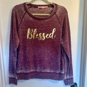 Rebellious One‎ Maroon and Gold 'Blessed' Sweatshirt, Size Medium